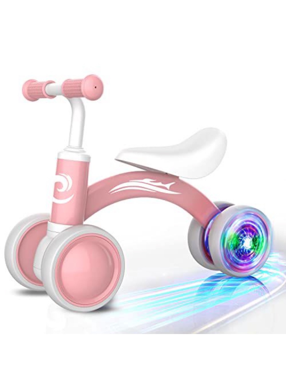 Kids Pink Ride-On Balance Scooter with Light-Up Wheels